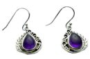 Silver Earring Floral Amethyst
