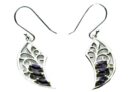 Silver Earring Leaf Amethyst