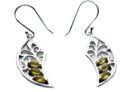 Silver Earring Leaf Citrine