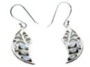 Silver Earring Leaf Rainbow