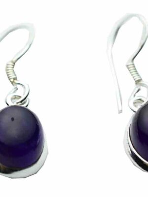 Silver Earring Oval Amethyst