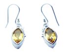 Silver Earring Oval Citrine