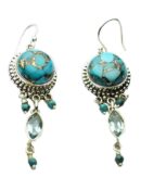 Silver Earring Blue Copper