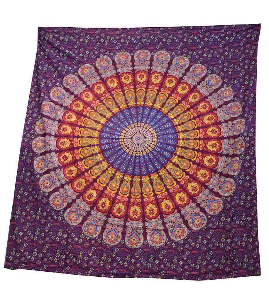 Bedspread Single Mandala Maroon