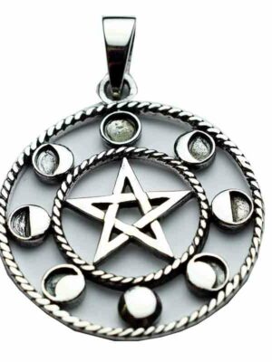 Silver Pendant Pentagram Circle