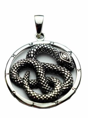 Silver Pendant Snake in Circle