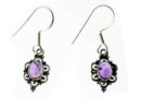 Silver Earring Oval Amethyst