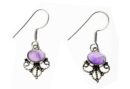 Silver Earring Oval Amethyst