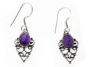 Silver Earring Oval Amethyst