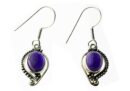 Silver Earring Oval Amethyst