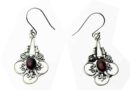 Silver Earring Oval Garnet