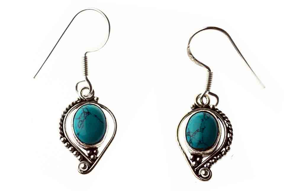 Silver Earring Oval Turquoise