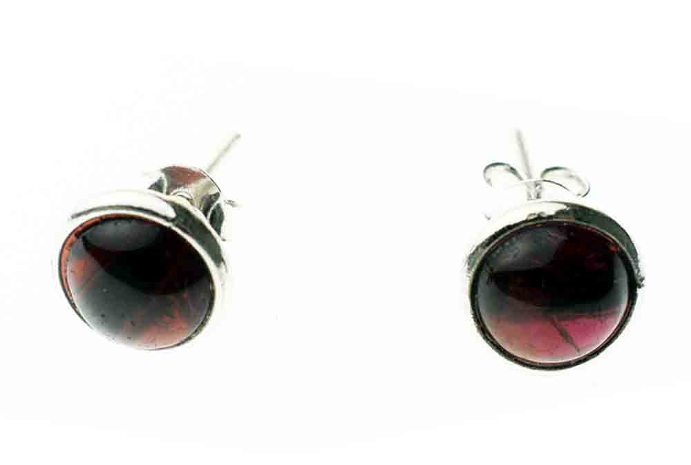 Silver Earring Stud Garnet