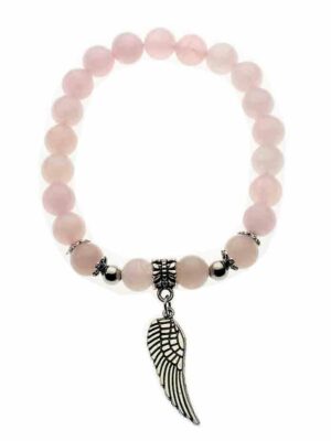 Bracelet Metal Wing Rose Quartz