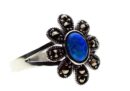Silver Ring Marcasite Blue