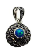 Silver Pendant Marcasite Blue
