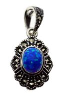 Silver Pendant Marcasite Blue