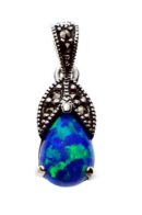 Silver Pendant Marcasite Blue