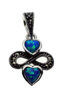 Silver Pendant Marcasite Blue