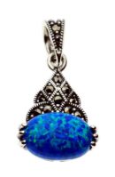 Silver Pendant Marcasite Blue