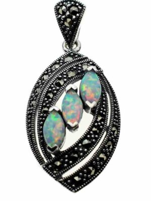 Silver Pendant Marcasite Opal