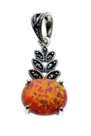 Silver Pendant Marcasite Pink