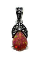 Silver Pendant Marcasite Pink