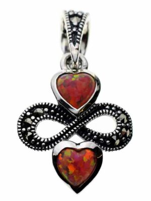 Silver Pendant Marcasite Pink