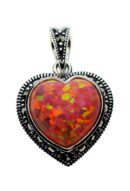 Silver Pendant Marcasite Pink