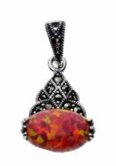 Silver Pendant Marcasite Pink