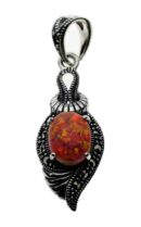 Silver Pendant Marcasite Pink