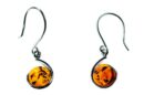 Silver Earring Amber Round