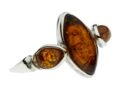 Silver Ring Amber 3 Stones