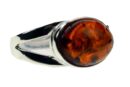 Silver Ring Amber Large Oval