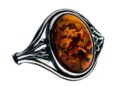 Silver Ring Amber Stone Oval