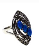 Silver Ring Marcasite Blue