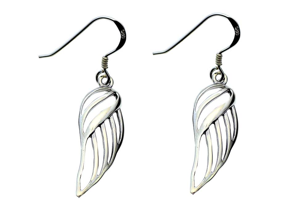 Silver Earring Wings Cut Style
