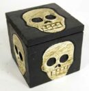 Box Square With Skull Wood 12X12X12cm