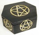 Box Chest Hexagonal Wood 18X21X9cm