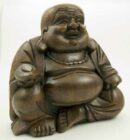 Buddha Laughing Wooden Carved 11cm High