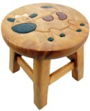 Stool Wooden With Cow