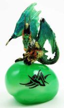 Dragon On Stone Plinth Green