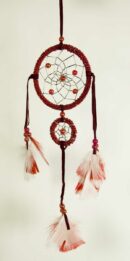 Dream Catcher Beaded 2 Circles Red 8cm
