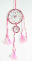 Dream Catcher Beaded 2 Circles Pink 8cm