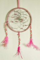 Dream Catcher With Beads Pink 6.5 Inch