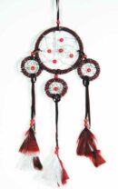 Dream Catcher Beaded 4 Circles Deep Red 8cm
