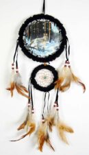 Dream Catcher Black Wolf In Snowy Forest 16cm