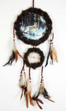 Dream Catcher Brown Wolf In Snowy Forest 16cm
