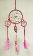 Dream Catcher Beaded 4 Circles Pink 8cm