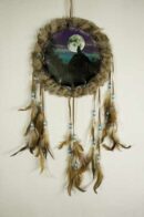 Dream Catcher Turquoise Wolf Howling At Night Time 25cm
